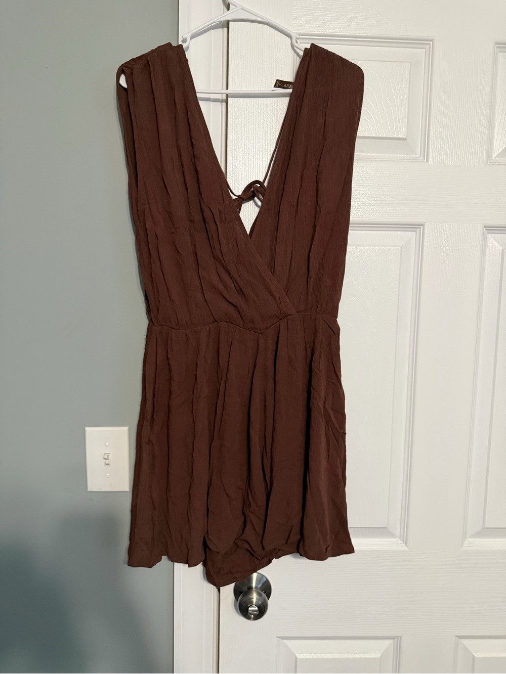Zenana Outfitters Brown Sleeveless V-Neck Romper